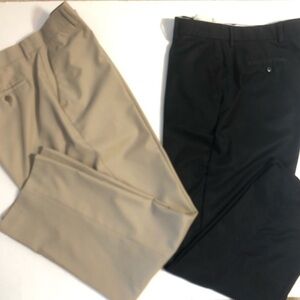 Men's Khaki and Black Pants Alan Flusser 38x31 bundle of 2 pairs of golf pants